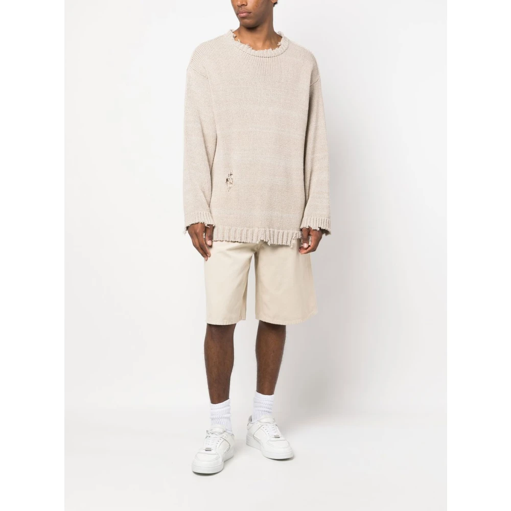 Off White Beige Canvas Wave Shorts Beige Heren
