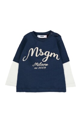 t-shirt-bleu-a-manches-longues-avec-logo