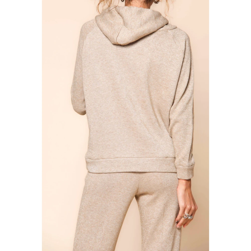 Mason's Lurex Jersey Hoodie voor vrouwen Beige Dames