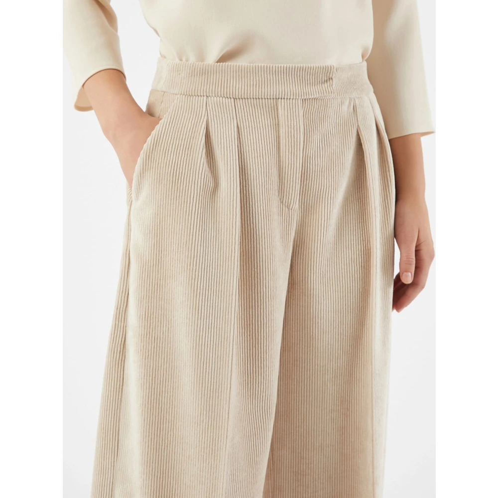 Pennyblack Wijde Pijp Fluwelen Broek Beige Dames