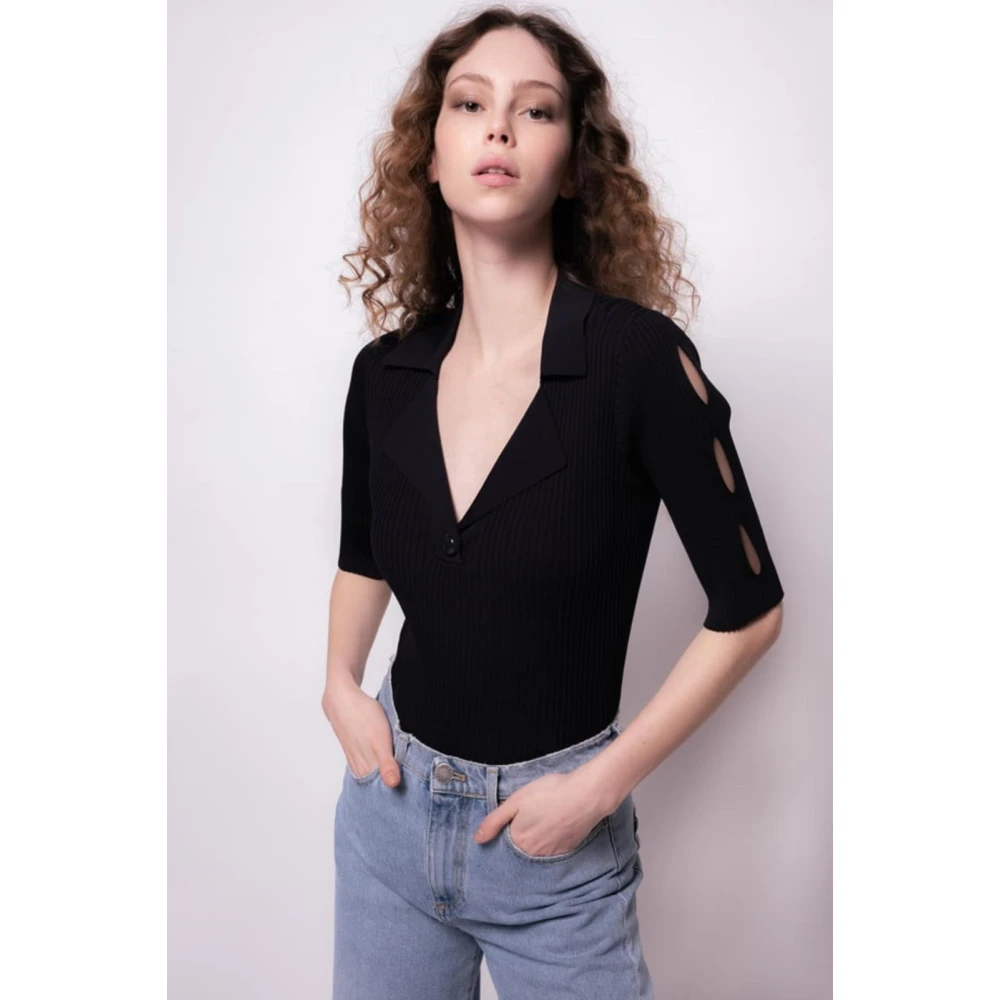 pinko Elegant Polo Shirt Costina Blue Dames