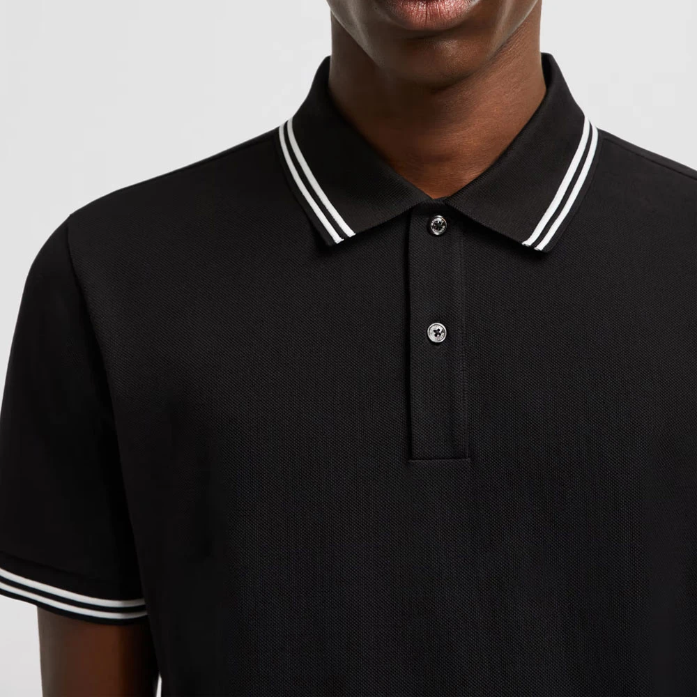 Moncler Gestreepte Trim Piquet Polo Black Heren