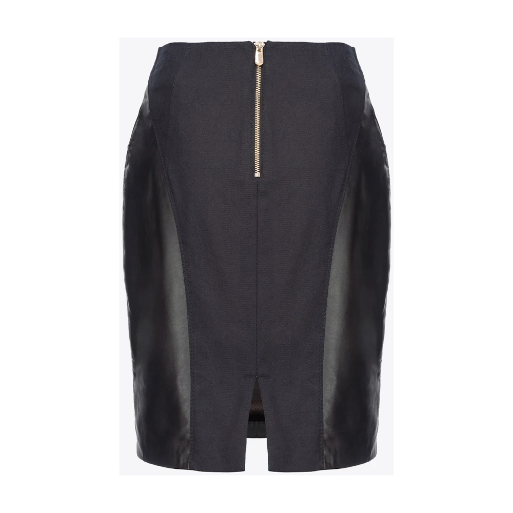 pinko Leren en stoffen rok Black Dames
