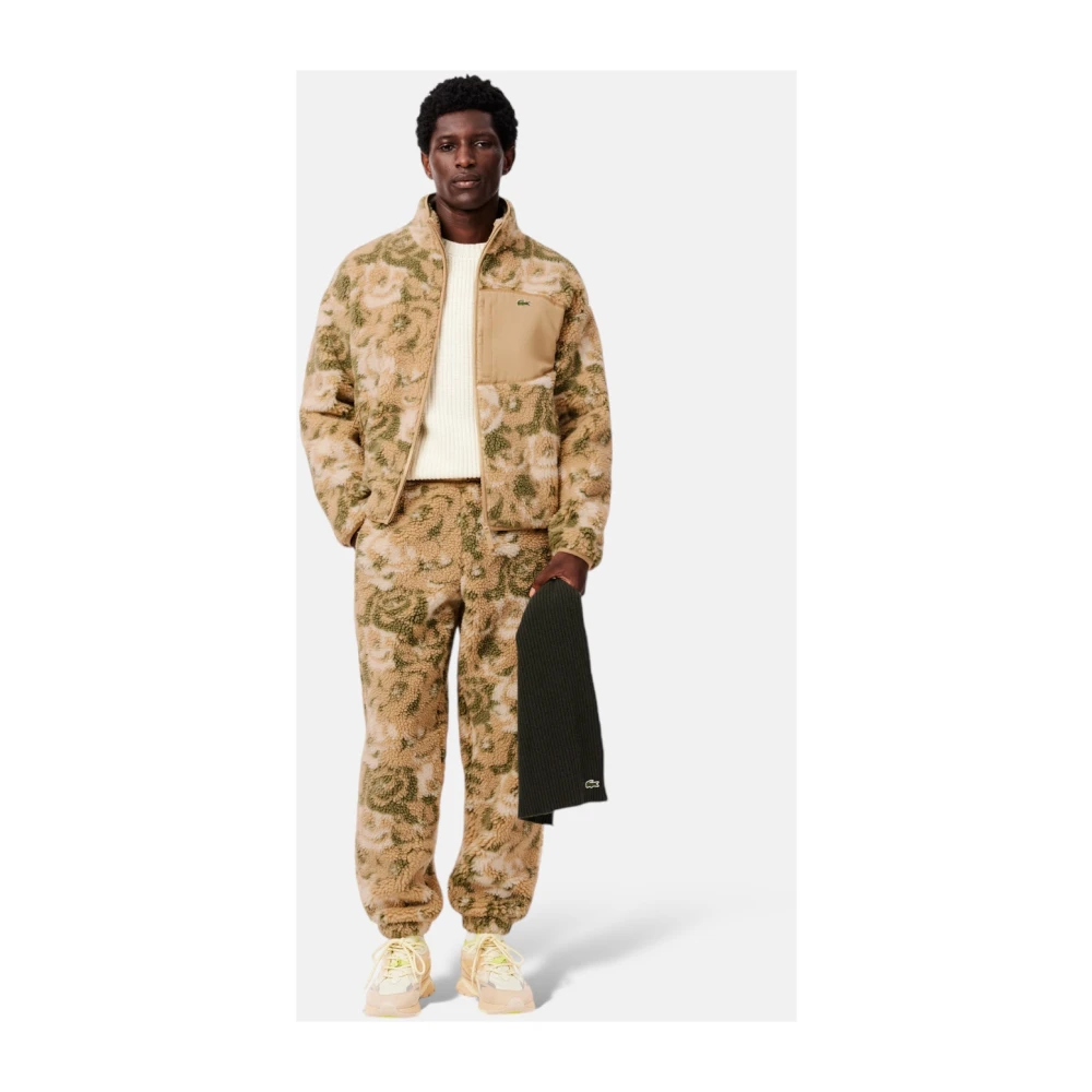 Lacoste Bloemenpatroon Rits Fleece Jas Beige Heren