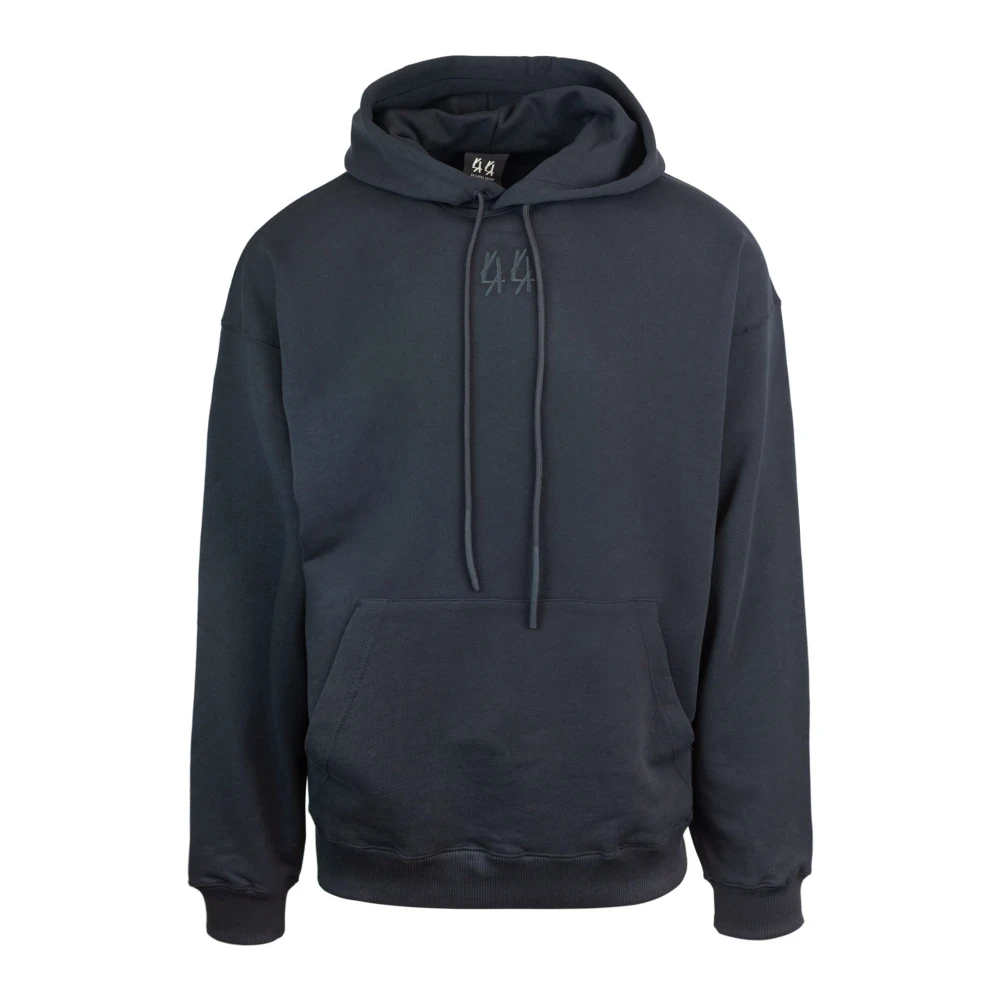 44 Label Group Zwarte trui met capuchon en geborduurde voorzak Black Heren