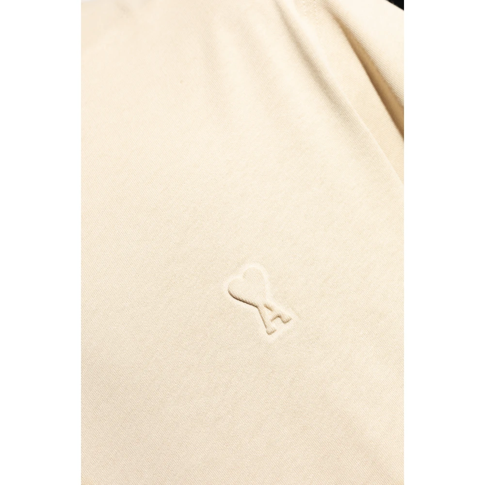 Ami Paris T-shirt met logo Beige Heren