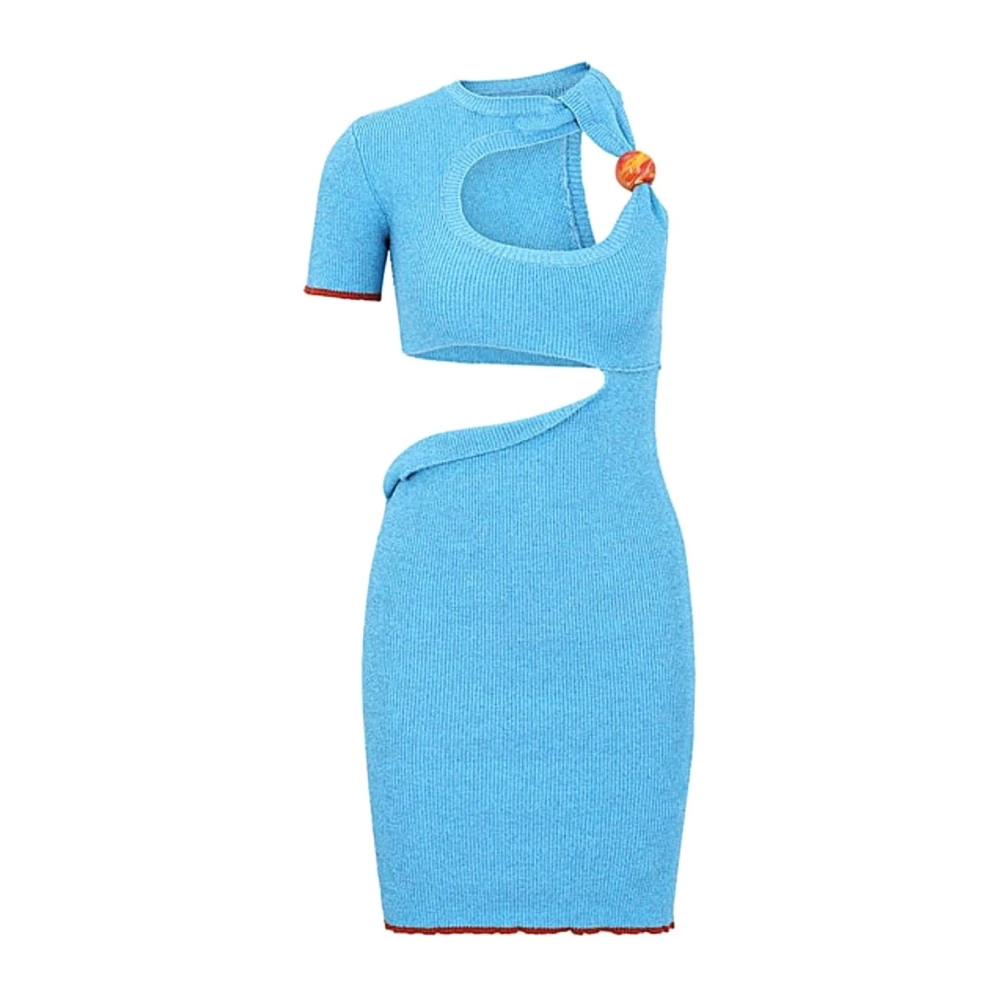 Jacquemus Blue La Robe Brilho Knit Mini Dress - Female - Knitted Dresses - 2XS - Dresses