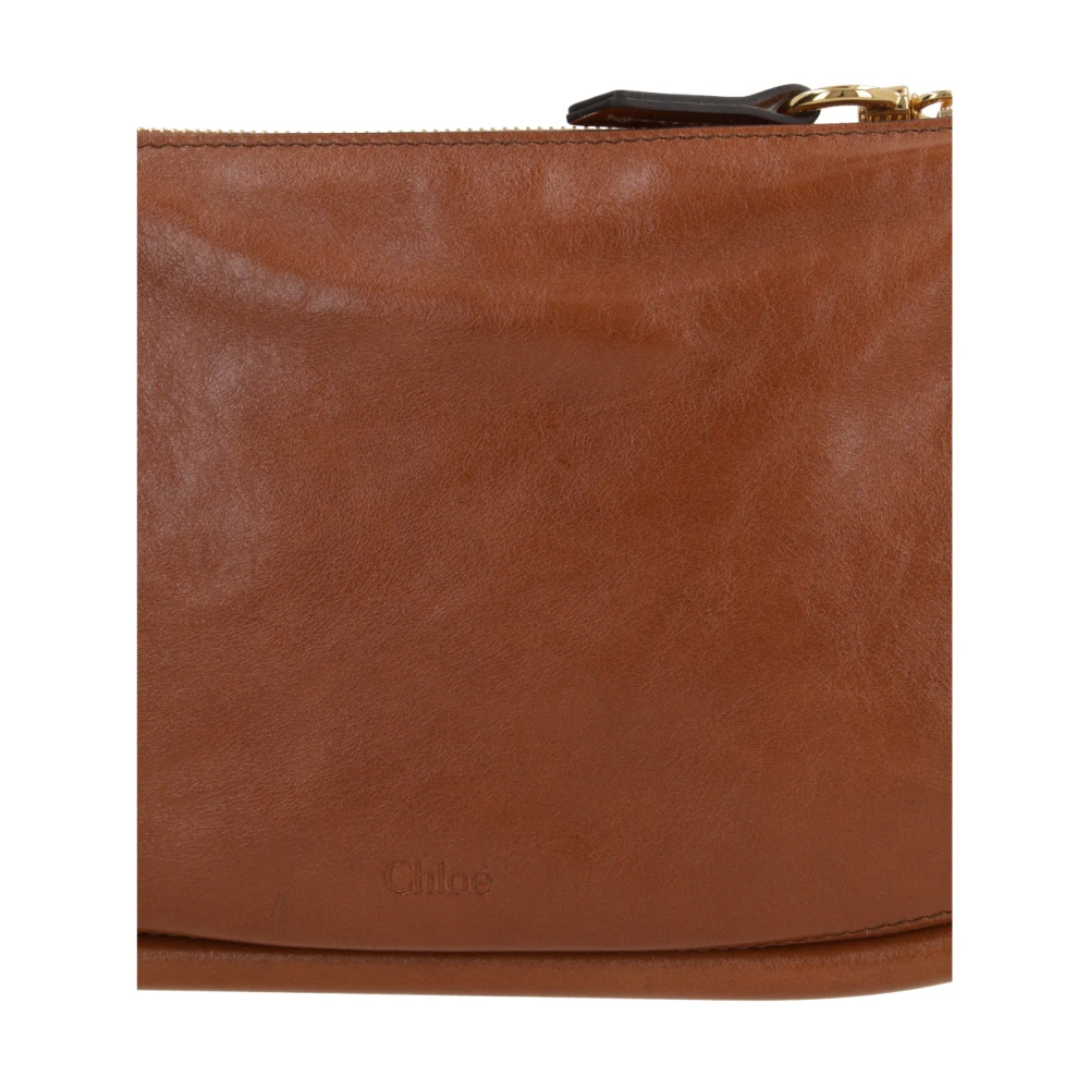 Chloé Klei Leren Handtas met Gouden Hardware Brown Dames