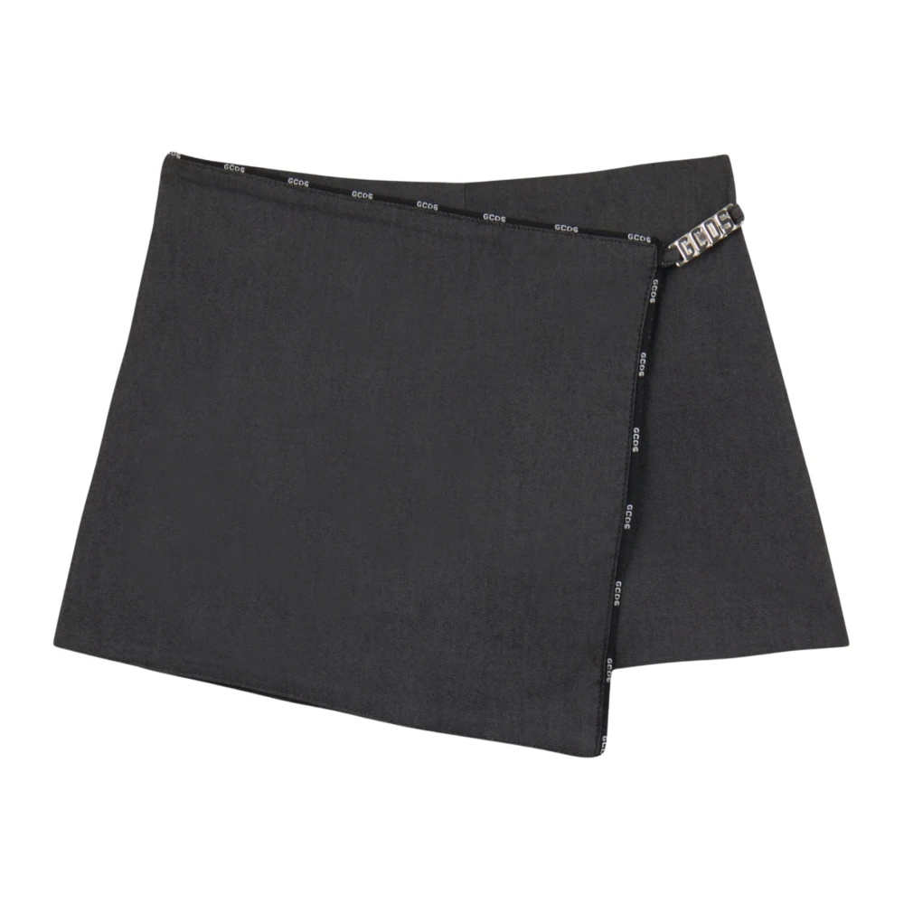 Gcds Women's Black Short Shorts, 2XS, Band Logo Sweatshorts