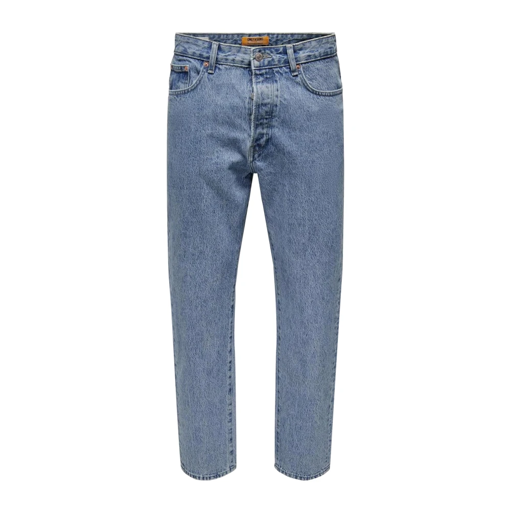 Only & Sons Men's Blue Loose Tape Denim Trousers W30 L32