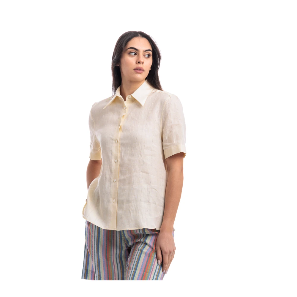 Xacus Korte mouw overhemd Beige Dames