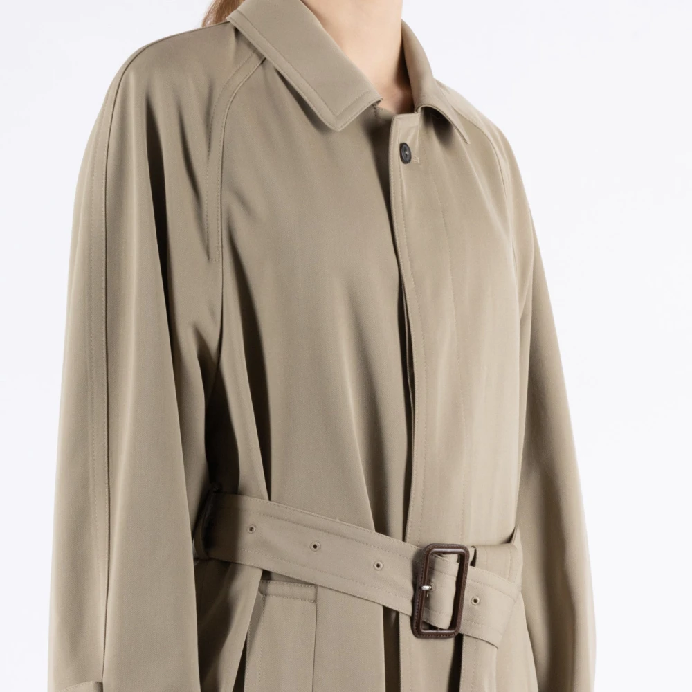 Maison Margiela Wollen Gabardine Trenchcoat Beige Dames