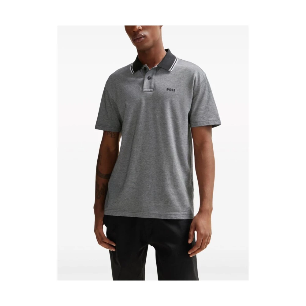 Hugo Boss Grijze Katoenen Polotrui met Logo Gray Heren