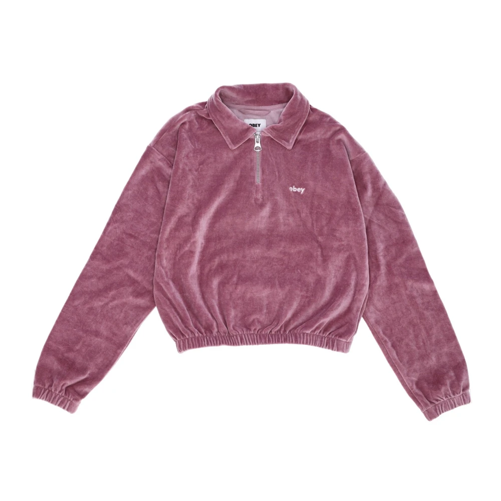Obey Chenille High Neck Sweatshirt Lila Purple Dames