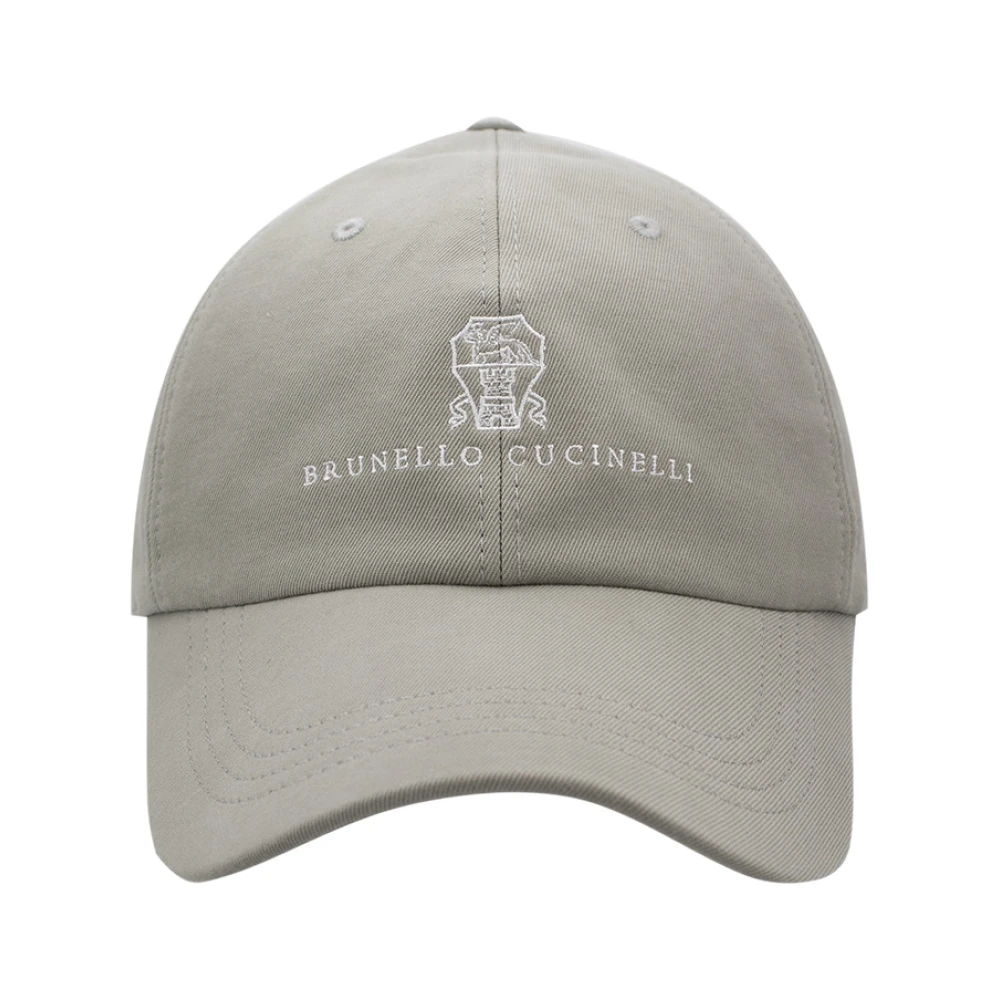 Brunello Cucinelli Men's Green Hats & Caps, M, Logo Embroidered Cotton Cap