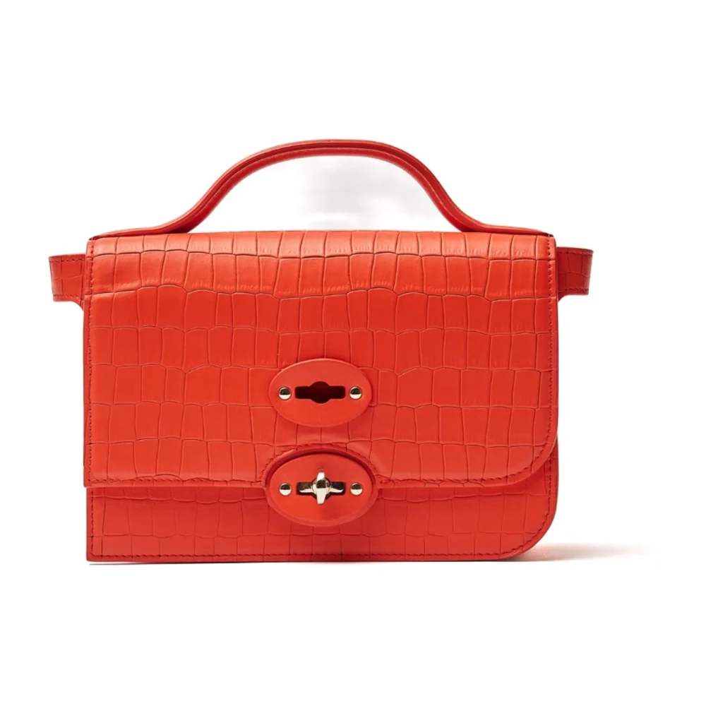 Zanellato Rode Cayman Leren Handtas Red Dames