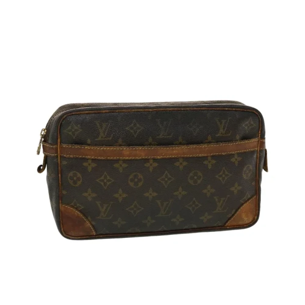 Brukt Brunt Lerret Louis Vuitton Compiegne Clutch Bag