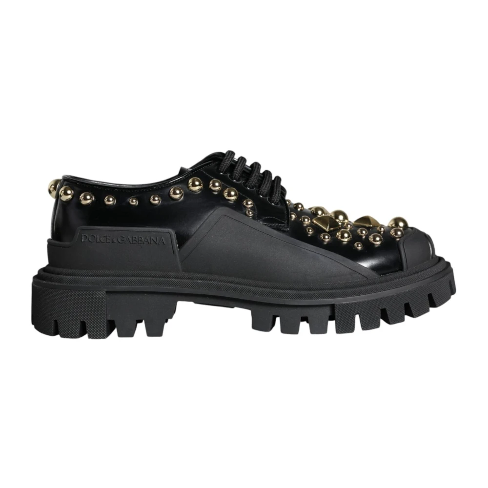 Dolce & Gabbana Women's Black Laced Shoes, 2 1/2 Uk, Leather Trekking Derby Shoes