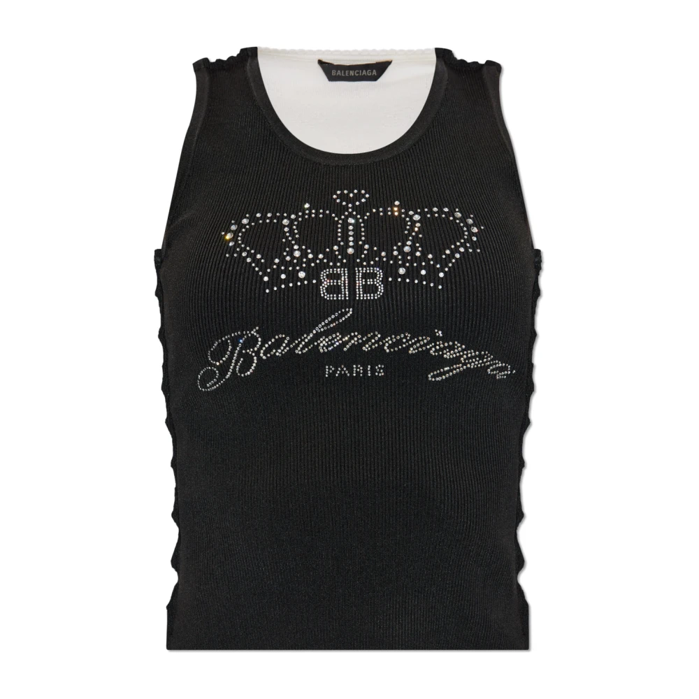Balenciaga Top met Strass-versiering Black Dames