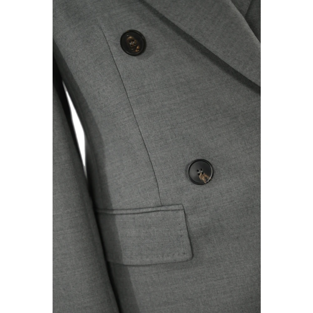 Max Mara Studio Dubbelbreasted wollen jas lichtgrijs Gray Dames