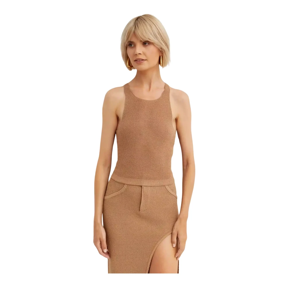 Aya Muse Geribbelde Bruine Tanktop Faye Brown Dames