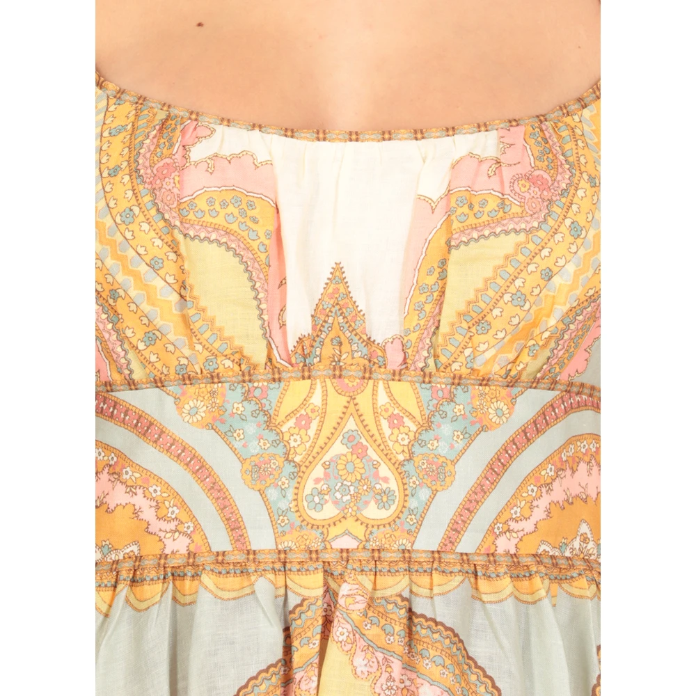 Zimmermann Oranje Linnen Paisley Jurk Orange Dames