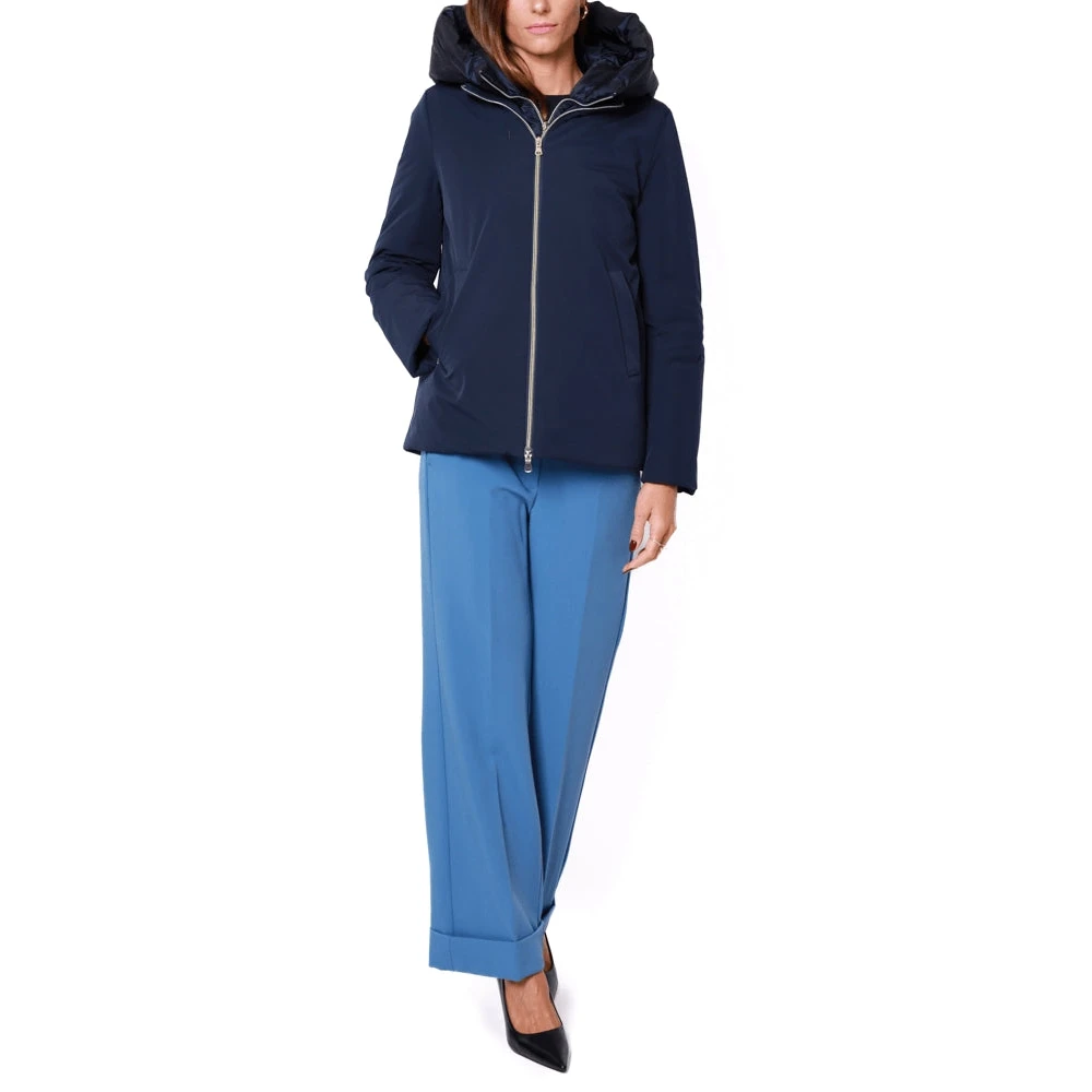Emme DI Marella Korte Blauwe Winterjas met Capuchon Blue Dames