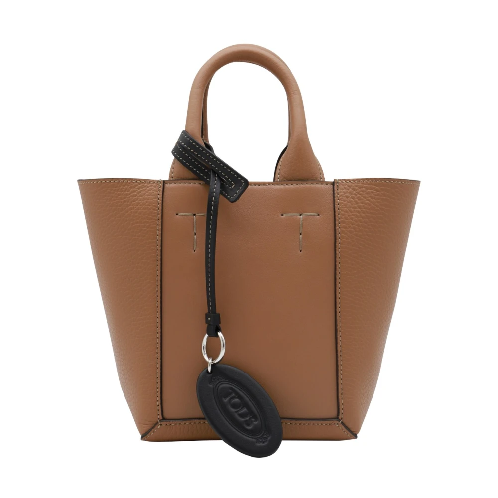 TOD'S Bruin Leren Crossbody Tas met Logo Brown Dames