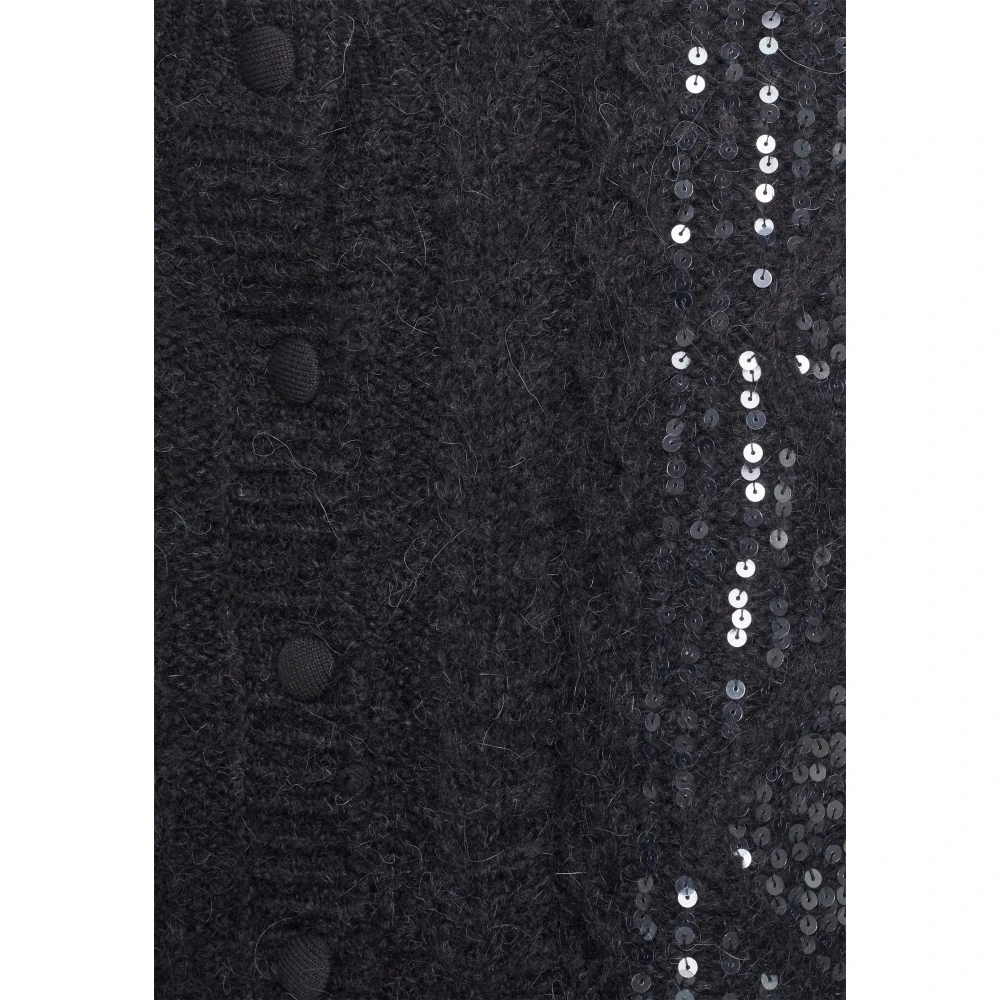 pinko Zwarte Boar Trui met Paillettenborduursel Black Dames