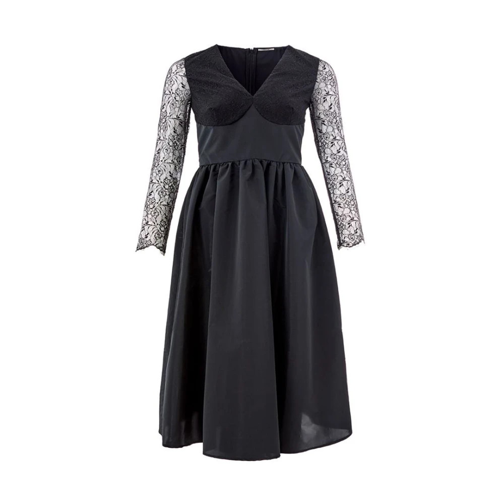 Lardini Elegante Zwarte Polyester Jurk Black Dames