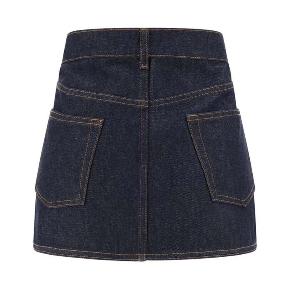 Coperni Asymmetrische Denim Mini Rok Knoopsluiting Blue Dames