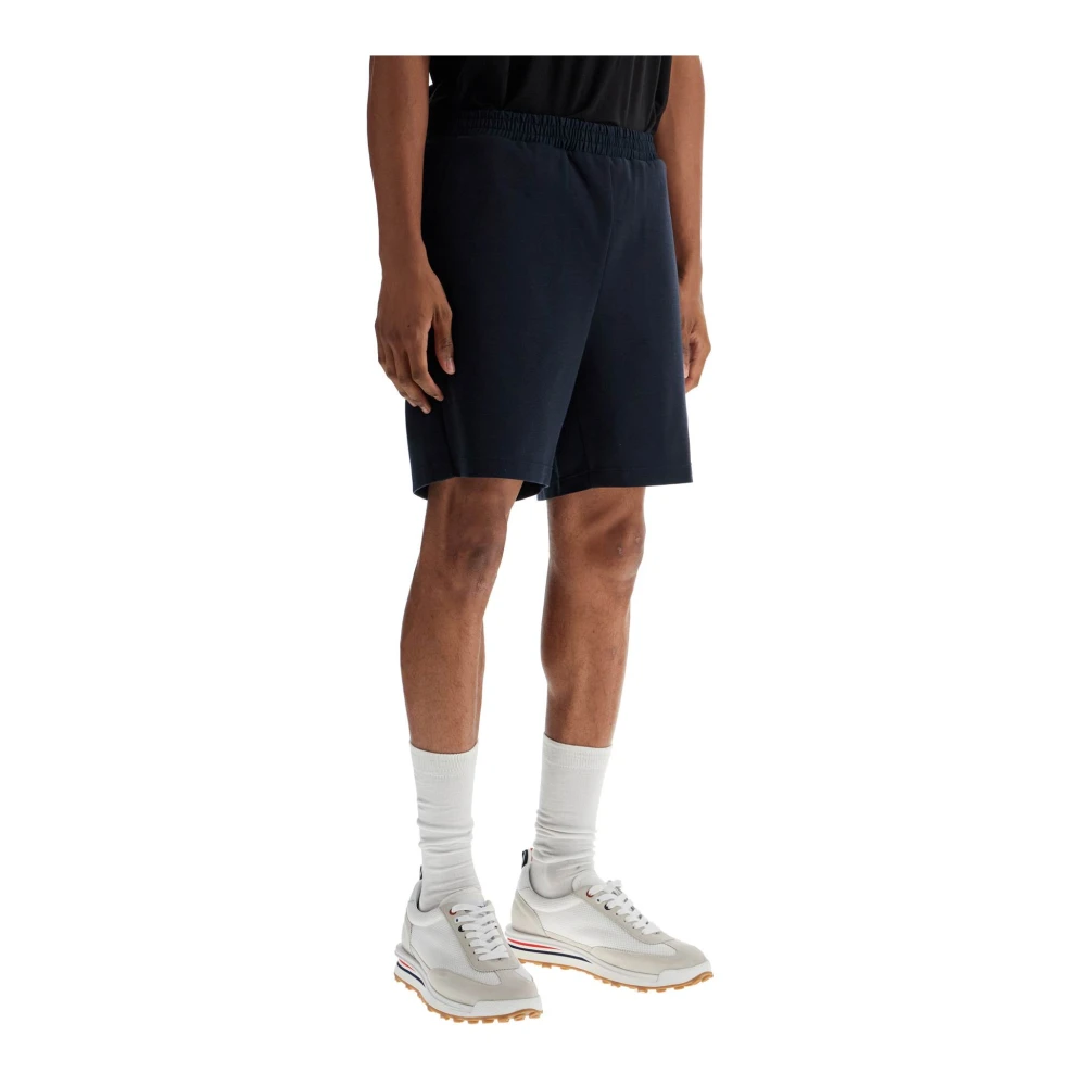 Thom Browne Navy Ripstop en Wol Shorts Combo Blue Heren