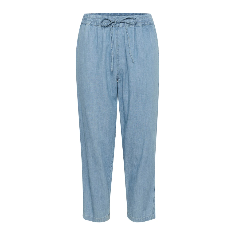Kaffe Cropped Chambray Broek Blue Dames