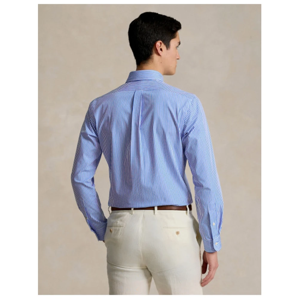 Polo Ralph Lauren Gestreept katoenen popeline overhemd Blue Heren