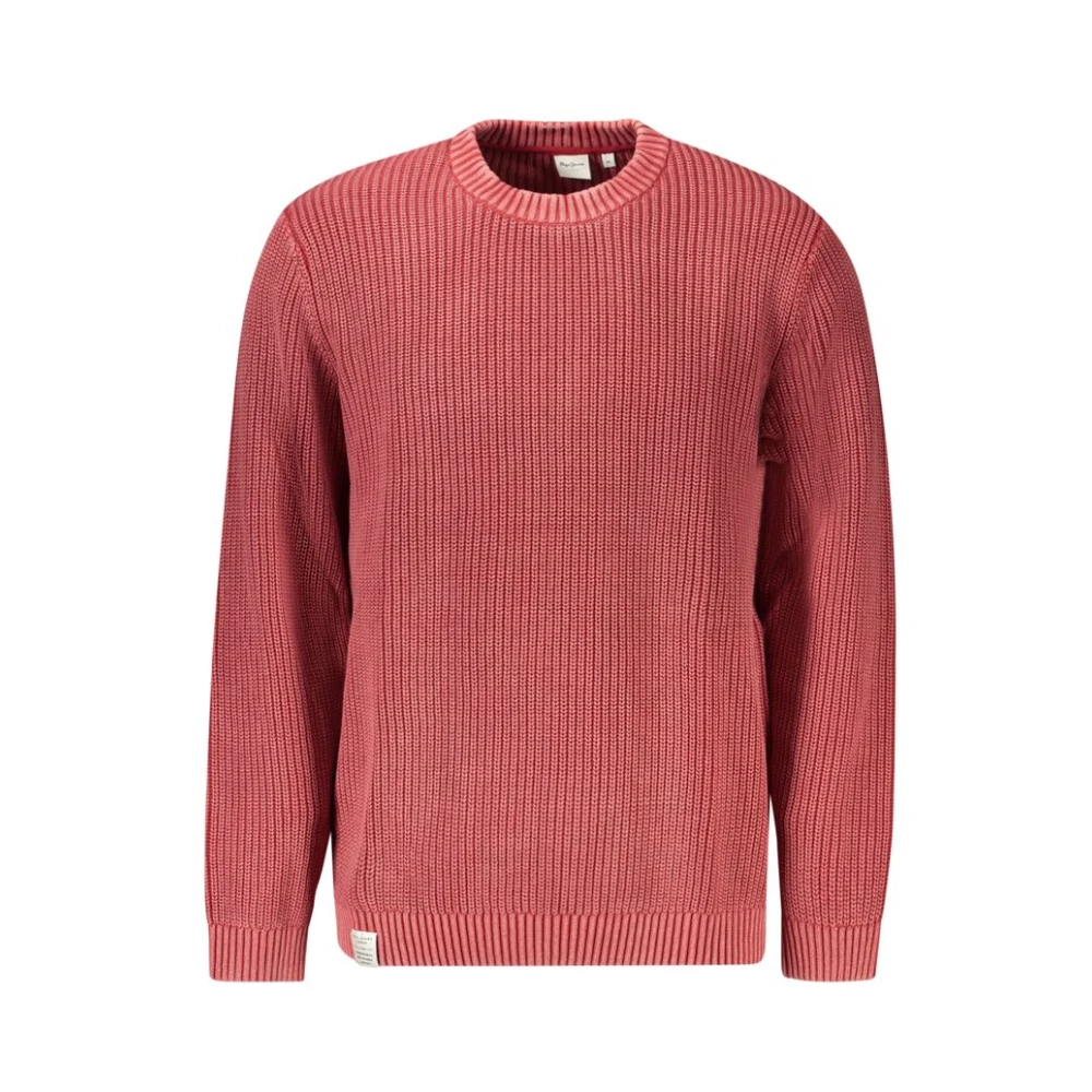 Pepe Jeans Men's Red Round-Neck Knitwear, Xl, Cotton Jumper