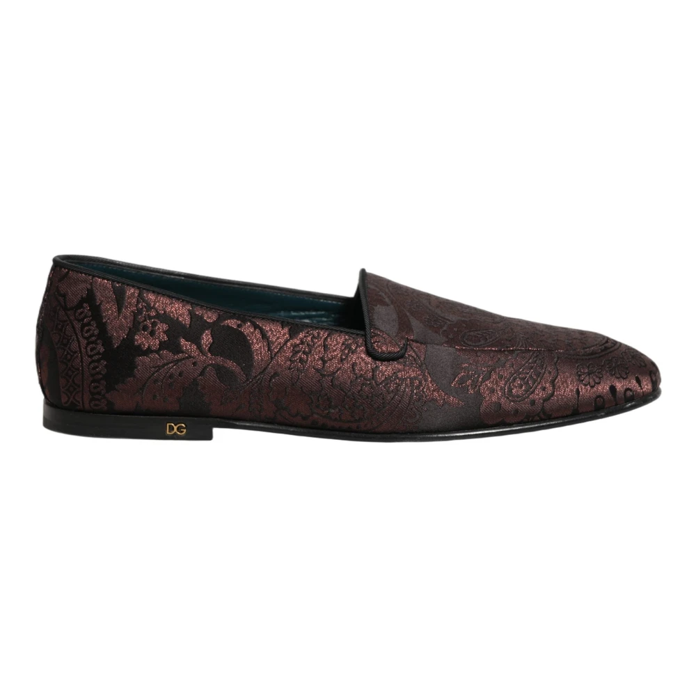 Dolce & Gabbana Hombre Marrón - Jacquard Leather Slip On Loafers - Shoes - 44 Eu