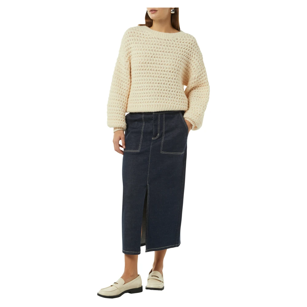 comma Gebreide trui met verlaagde schouders Beige Dames