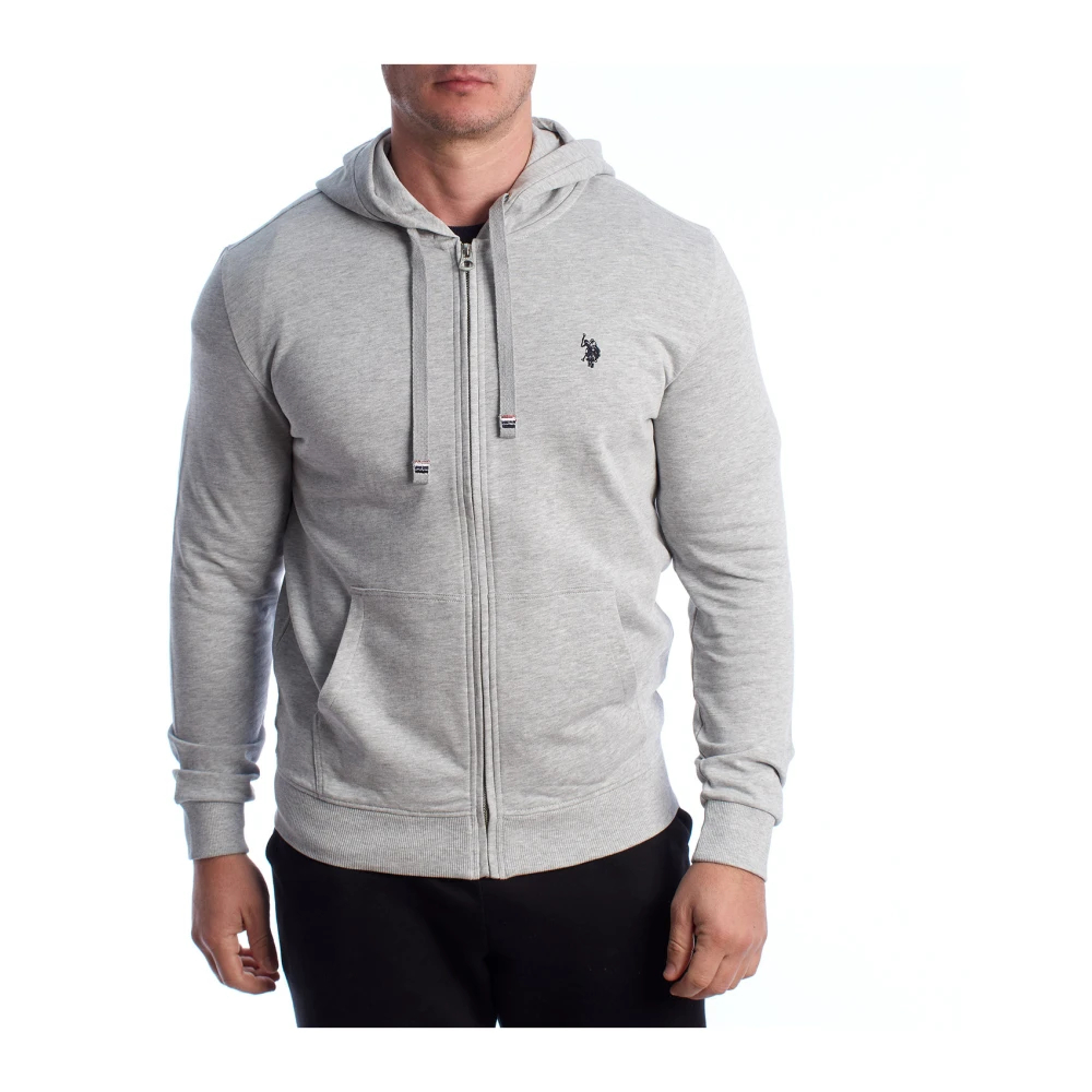 U.s. Polo Assn. Men's Gray Zip-Throughs, 2XL, Zip-Through Hooded Sweatshirt
