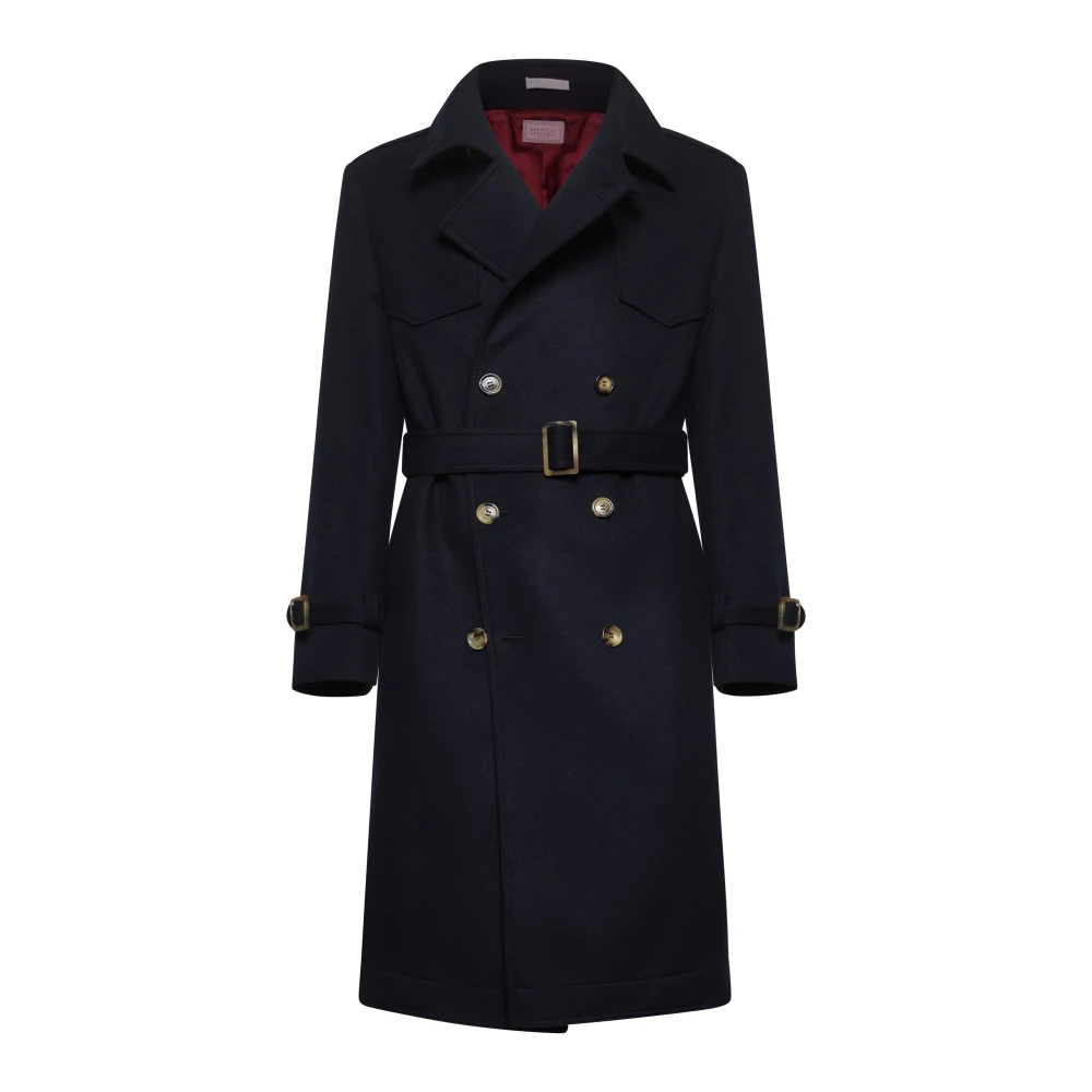 Navy Blue Wool Trench Coat