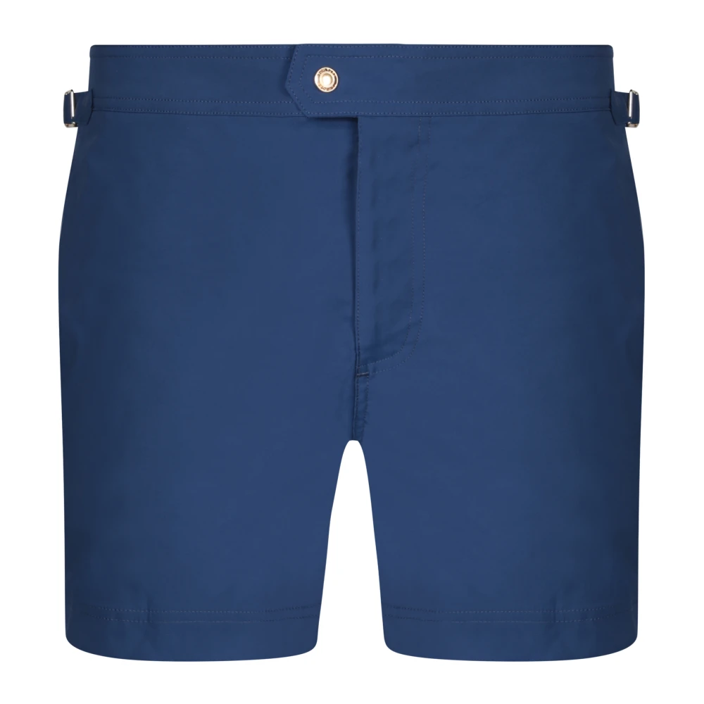 Tom Ford Blauwe Zwemkleding Modern Ontwerp Rits Blue Heren