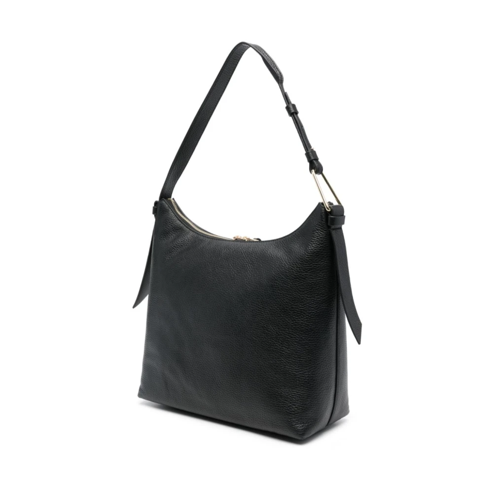 Coccinelle Zwarte leren schoudertas met rits Black Dames