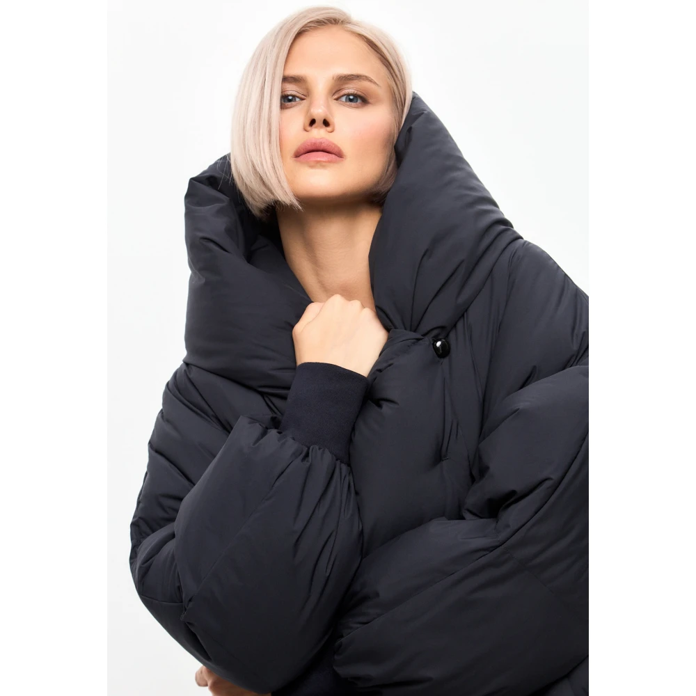 Cesare Gaspari Oversized Hood Quilted Puffer Coat Blueberries Blue Dames
