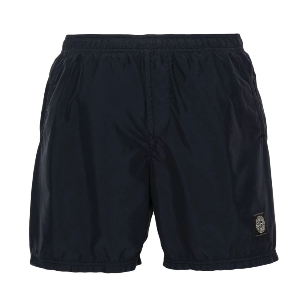 Stone Island Blue Logo Swim Shorts - Male - Beachwear - S - Swimwear