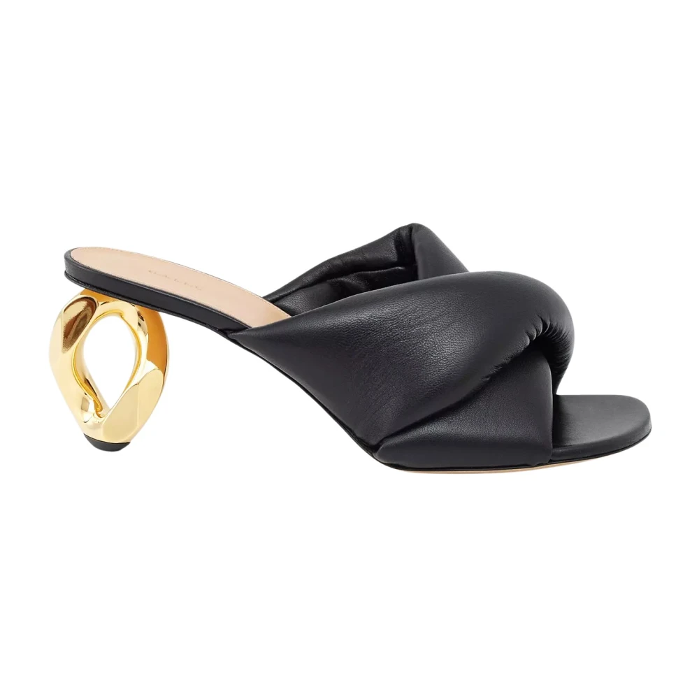 Jw Anderson Women's Black Heeled Mules, 4 Uk, Leather Heeled Sandals