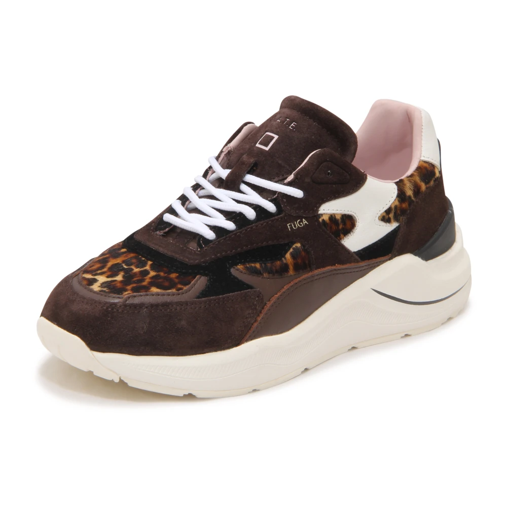 D.a.t.e. Women's Brown Sneakers, 7 Uk, Fuga Pony Leopard Trainers