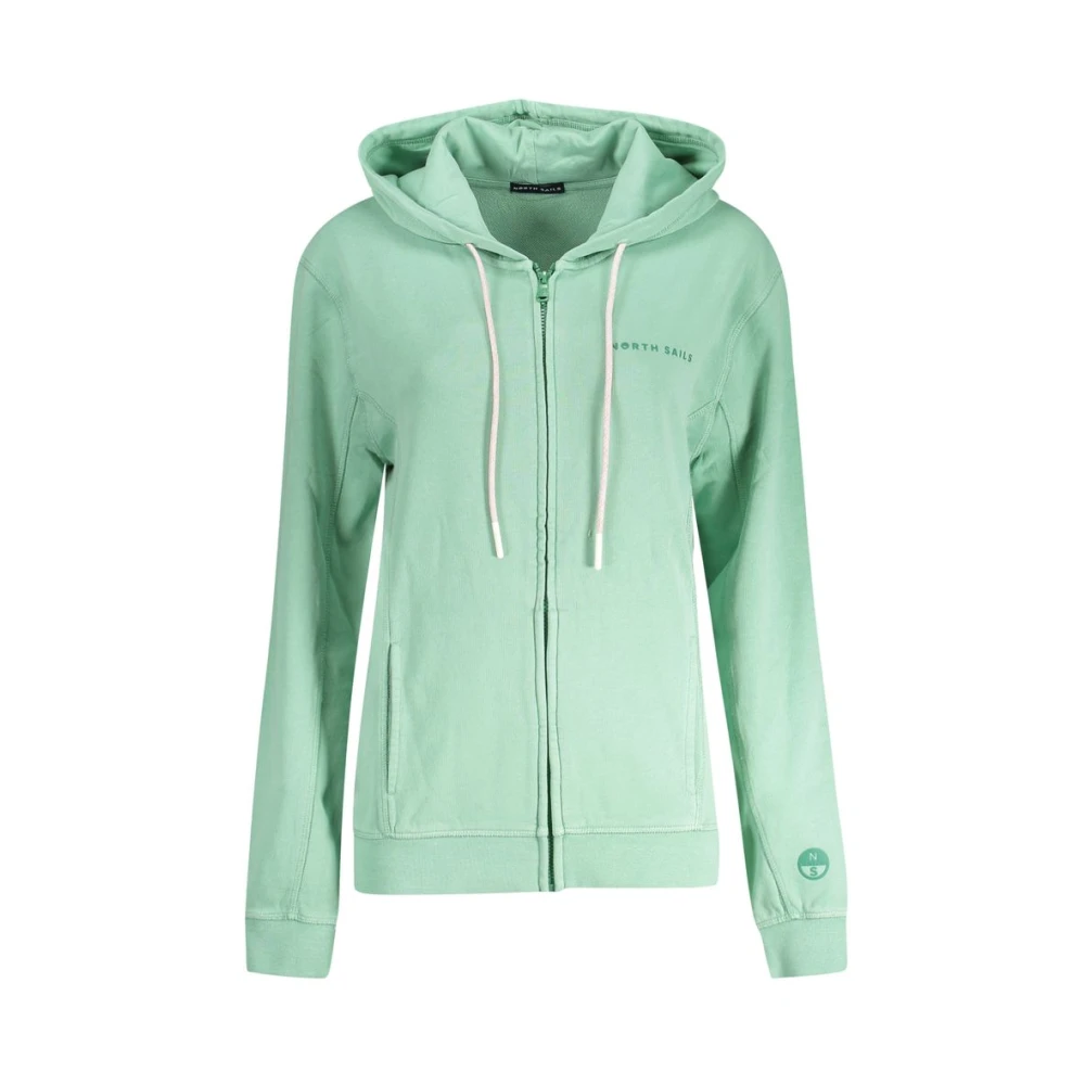 North Sails Women's Green Zip-Throughs, Xs, Embossed Hooded Sweatshirt With Zip Closure