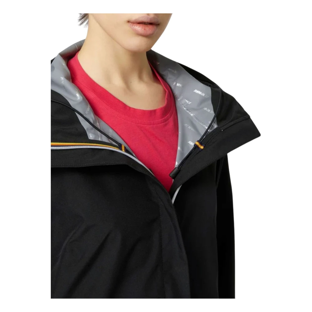 K-way Zwarte Lange Kinderjas Sophie Stretch Dot Black Dames