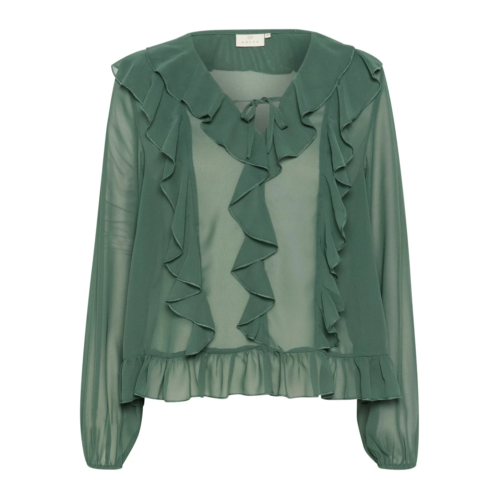 Kaffe Tuin Topiary Blouse met Ruches Green Dames