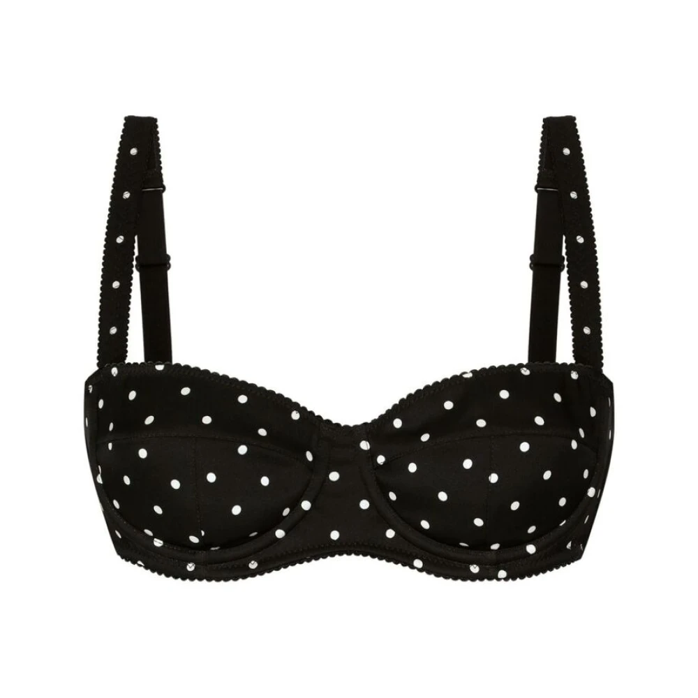 Dolce & Gabbana Polka Dot Underwire Vadderad Bh Black, Dam