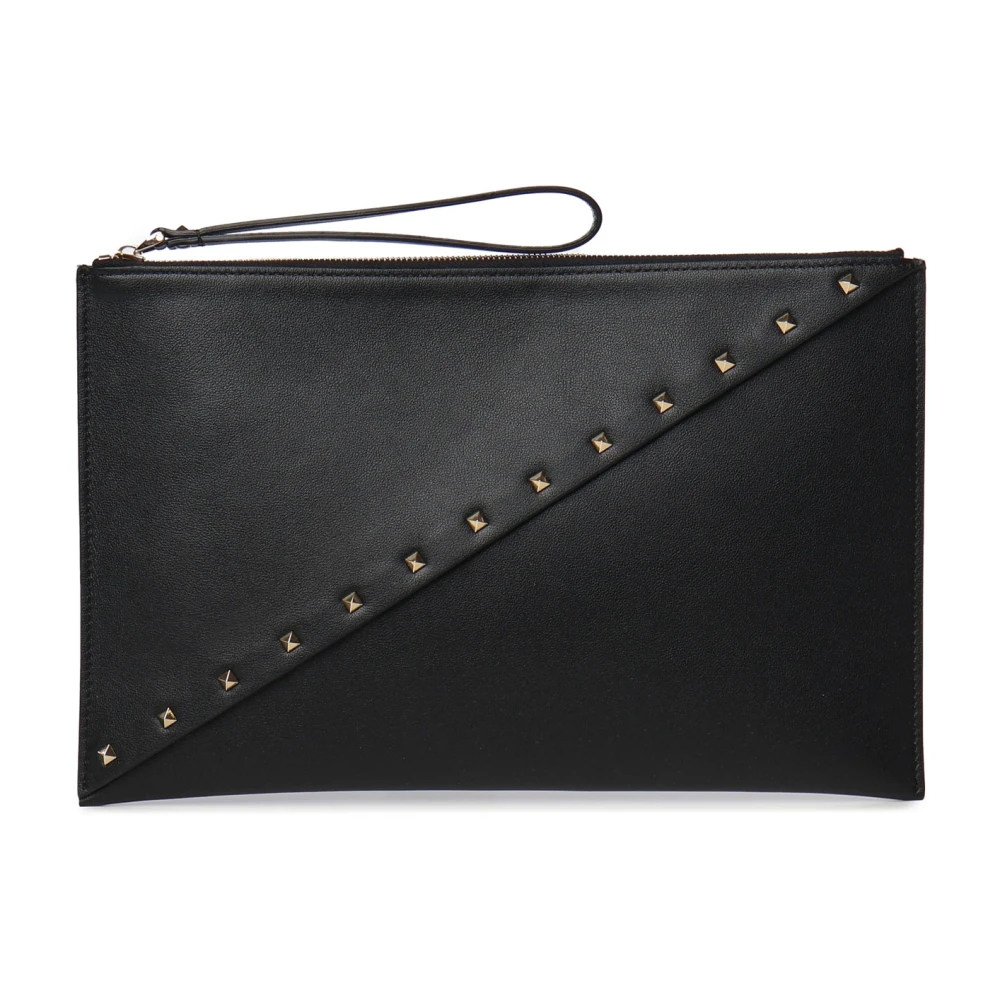 Valentino Garavani Zwarte Rockstud Leren Pouch met Studs Black Dames